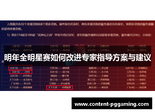 明年全明星赛如何改进专家指导方案与建议